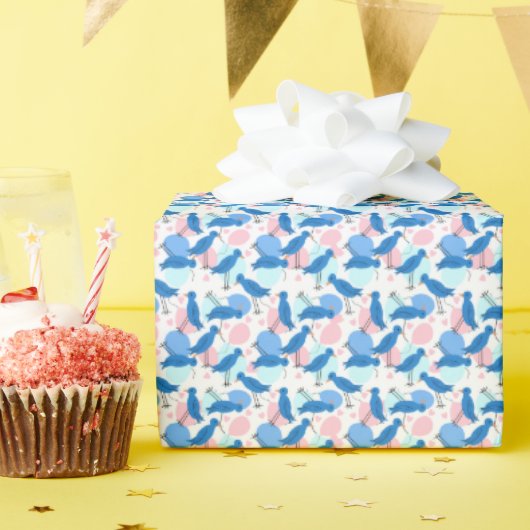 Blaue Vogel Partei Geschenkpapier (Geburtstagsparty)