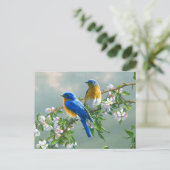 Blaue Vögel Postkarte (Stehend Vorderseite)