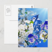 Blaue Vogel Postkarte (Vorne/Hinten)