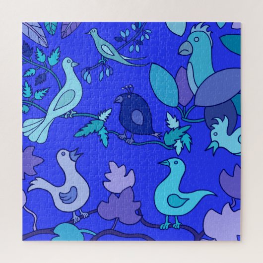Blaue Vögel Puzzle (Vertikal)