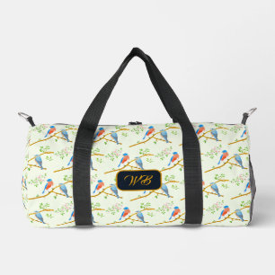 Blaue Vögel Reisetasche Blassgrün Duffle Bag