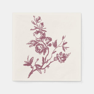 Blaue Vogel Rosa Dankeschön Blumige Herz Serviette
