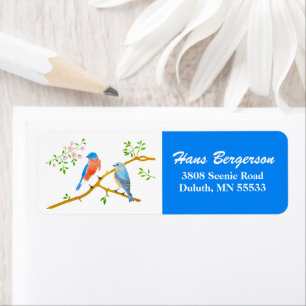 Blaue Vögel Rücksendeadressetiketten