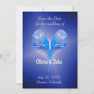 Blaue Vögel Save the Date nachblau