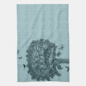 Blaue Vögel Schmetterlinge Traumbaum Geschirrtuch (Vertikal)