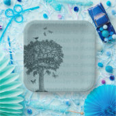 Blaue Vögel Schmetterlinge Traumbaum Pappteller (Party)