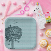 Blaue Vögel Schmetterlinge Traumbaum Pappteller (Party)