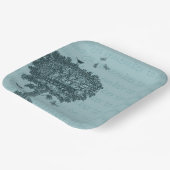 Blaue Vögel Schmetterlinge Traumbaum Pappteller (Gewinkelt)