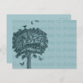 Blaue Vögel Schmetterlinge Traumbaum Postkarte (Vorne/Hinten)
