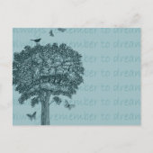 Blaue Vögel Schmetterlinge Traumbaum Postkarte (Vorderseite)