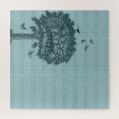 Blaue Vögel Schmetterlinge Traumbaum Puzzle (Horizontal)