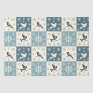 Blaue Vögel & Schneeflocken Weihnachten Winter Dec Seidenpapier