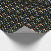 Blaue Vögel Schwarz Geschenkpapier (Ecke)