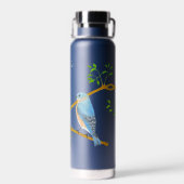 Blaue Vögel Schwarzer Thor Trinkflasche (Rückseite)
