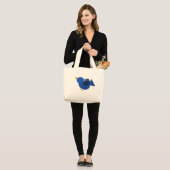 Blaue Vogel-Tasche Jumbo Stoffbeutel (Vorderseite (Model))