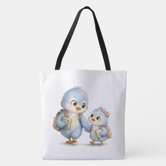 Blaue-Vogel-Tasche mit schwarzem Griff Tasche (Vorderseite)