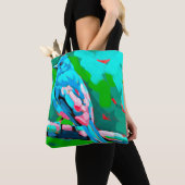 Blaue-Vogel-Tasche mit zwei Seiten Tasche (Von Nahem)