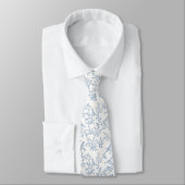 Blaue Vögel Toile de Jouy Krawatte (Gebunden)