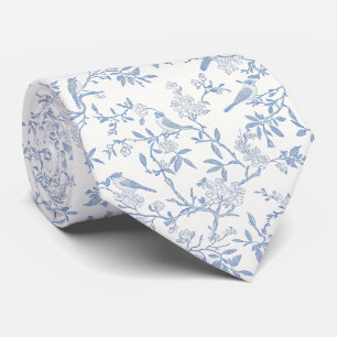 Blaue Vögel Toile de Jouy Krawatte