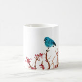 Blaue Vogel-und Beeren-Kaffee-Tasse Kaffeetasse (Mittel)