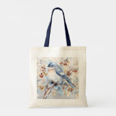 Blaue Vogel- und Beerentasche Tragetasche (Rückseite)