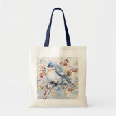 Blaue Vogel- und Beerentasche Tragetasche (Vorne)