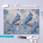 Blaue Vögel und Blüten Dekoupage Tissue Seidenpapier (Handwerk)