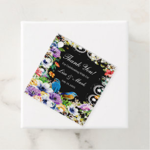 Blaue Vögel und botanische Blüten Geschenkanhänger