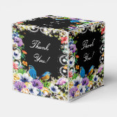 Blaue Vögel und botanische Blüten Geschenkschachtel (Rückseite)