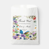 Blaue Vögel und botanische Blüten Geschenktütchen (Vorderseite)