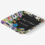 Blaue Vögel und botanische Blüten Pappteller (Gewinkelt)