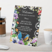 Blaue Vögel und botanische florale Sicherheitsmaßn Sockelschild (In SItu)