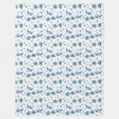 Blaue Vögel und florale Harmonie Nahtloses Muster Fleecedecke (Vorderseite)