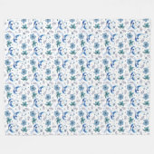 Blaue Vögel und florale Harmonie Nahtloses Muster Fleecedecke (Vorderseite (Horizontal))