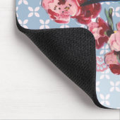Blaue Vogel-und Kirschblüte Mousepad (Ecke)