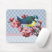 Blaue Vogel-und Kirschblüte Mousepad (Mit Mouse)