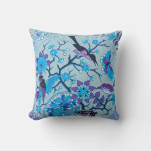 Blaue Vögel und Schmetterlinge BlueThrow-Pillow Kissen