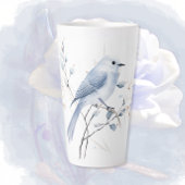 Blaue Vögel und Zweige Latte Tasse