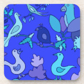 Blaue Vögel Untersetzer (Vorderseite)