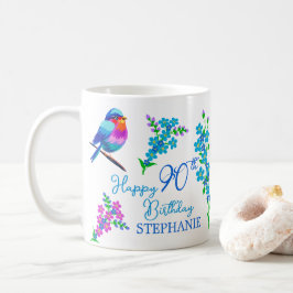 Blaue Vögel vergessen mich nicht blutig 90. Geburt Kaffeetasse