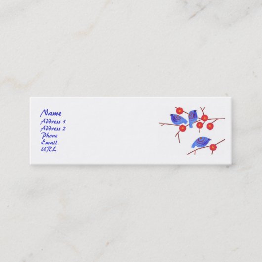 Blaue Vogel-Visitenkarte Mini Visitenkarte (Vorderseite)