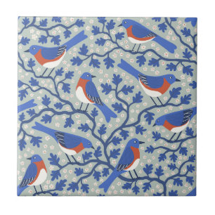 Blaue Vogel Vogel- und Wildblumen-Kunsthandwerk Fliese