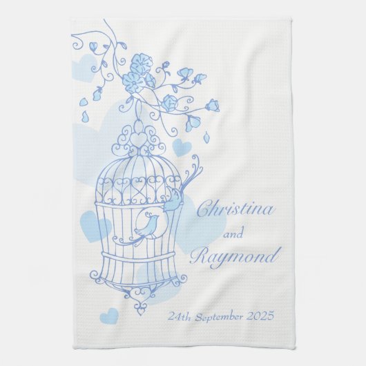 Blaue Vögel Vogelkäfig Hochzeit Sake Küche Handtuc Handtuch