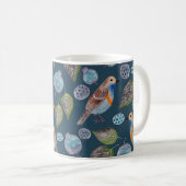 Blaue Vögel Wasserfarben Muster Kaffeetasse (VorderseiteRechts)