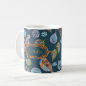 Blaue Vögel Wasserfarben Muster Kaffeetasse (Vorderseite Links)