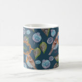 Blaue Vögel Wasserfarben Muster Kaffeetasse (Mittel)