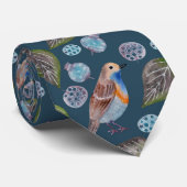 Blaue Vögel Wasserfarben Muster Krawatte (Gerollt)