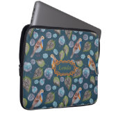 Blaue Vögel Wasserfarben Muster Laptopschutzhülle (Vorne Rechts)