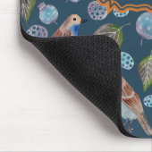 Blaue Vögel Wasserfarben Muster Mousepad (Ecke)