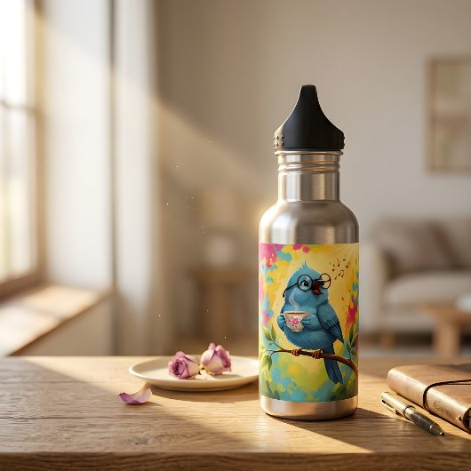 Blaue Vogel Wasserflasche
